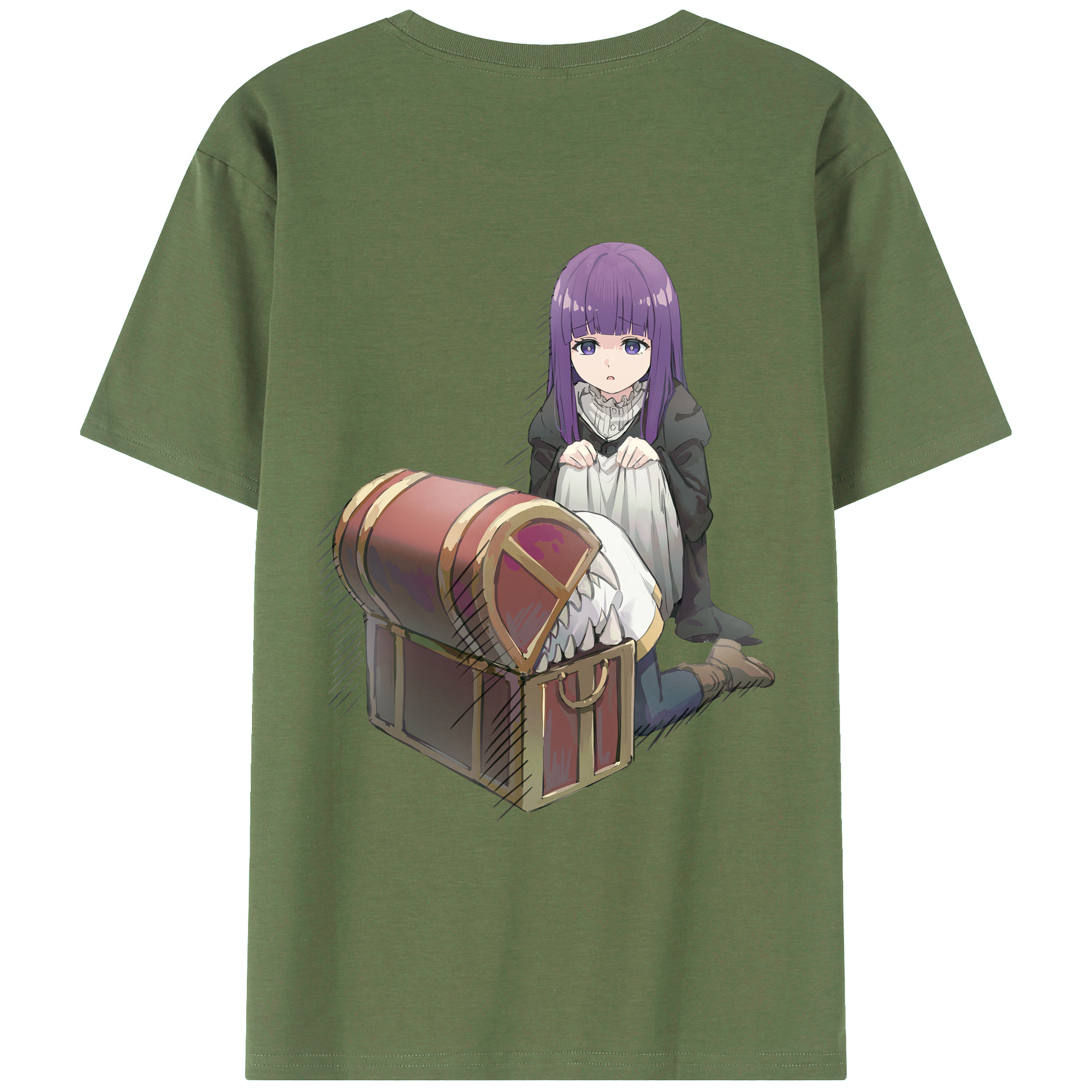 （画像用） 葬送のフリーレン Frieren 綿100％ メンズ半袖Tシャツ（バックプリント） 通気性